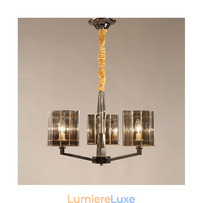 Lustre contemporain moderne à 3 niveaux et à 3 lampes