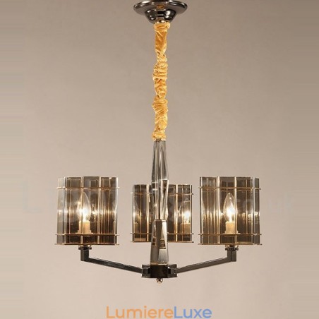 Lustre contemporain moderne à 3 niveaux et à 3 lampes Lustre contemporain moderne à 3 niveaux et à 3 lampes