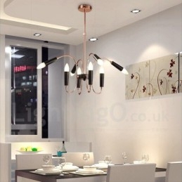 Lustre contemporain moderne à 2 niveaux et 8 lumières
