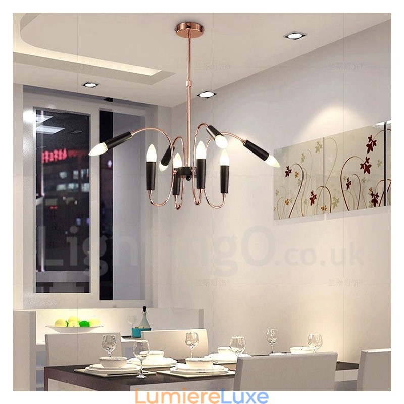 Lustre contemporain moderne à 2 niveaux et 8 lumières