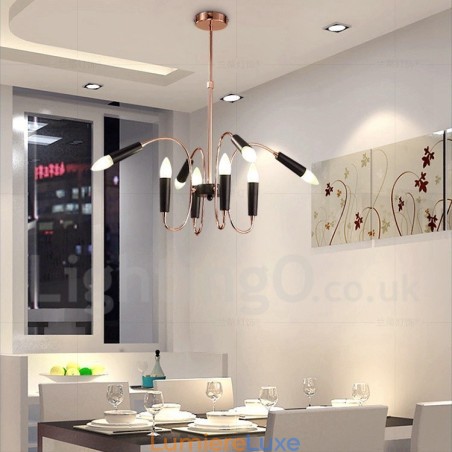 Lustre contemporain moderne à 2 niveaux et 8 lumières Lustre contemporain moderne à 2 niveaux et 8 lumières