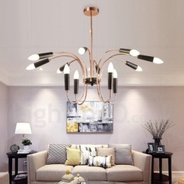 Lustre contemporain moderne à 2 niveaux et 12 lumières