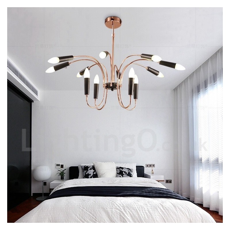 Lustre contemporain moderne à 2 niveaux et 12 lumières