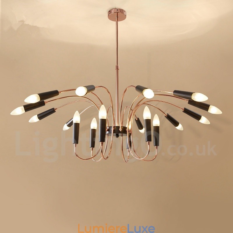 Lustre contemporain moderne à 2 niveaux et 18 lumières