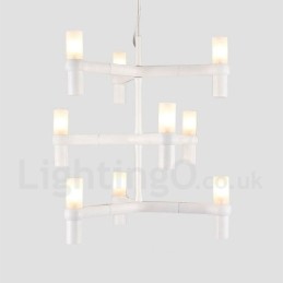 Lustre contemporain moderne à 9 lumières et 3 niveaux