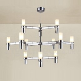 Lustre contemporain moderne à 12 lumières et 3 niveaux