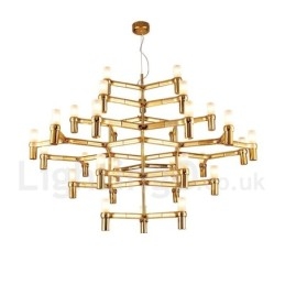 Lustre contemporain moderne à 30 lumières et 5 niveaux