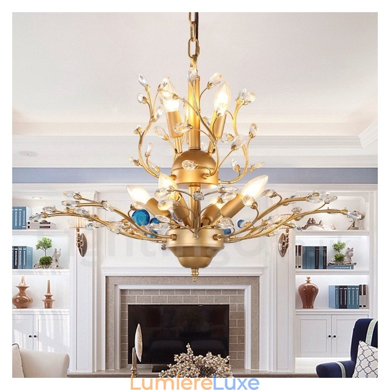 Lustre contemporain moderne à 7 lumières, hauteur 60 cm, largeur 45 cm