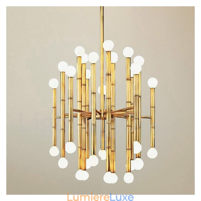 Lustre contemporain moderne à 30 lumières et 2 niveaux pour la lumière