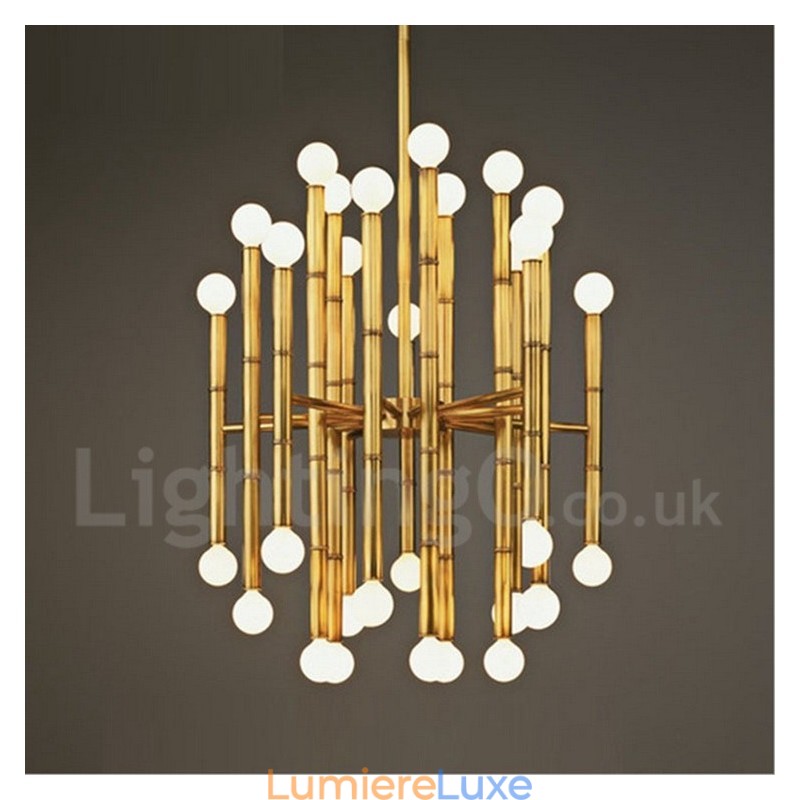 Lustre contemporain moderne à 30 lumières et 2 niveaux pour la lumière