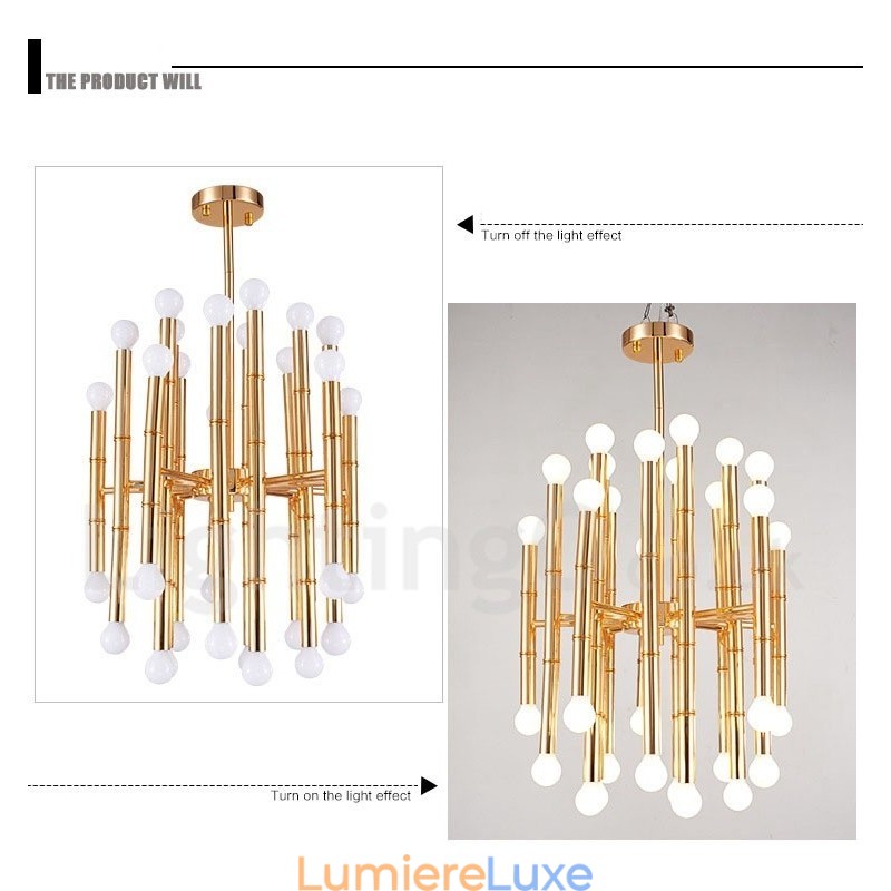 Lustre contemporain moderne à 30 lumières et 2 niveaux pour la lumière