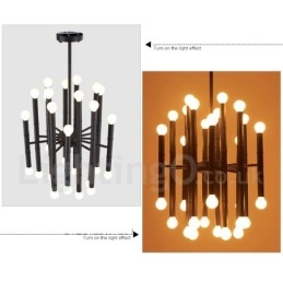 Lustre contemporain moderne à 30 lumières et 2 niveaux pour la lumière