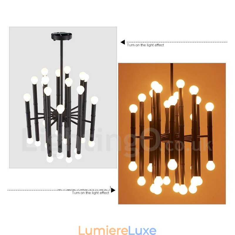 Lustre contemporain moderne à 30 lumières et 2 niveaux pour la lumière