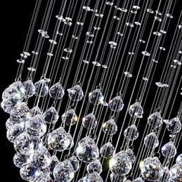 Lustre suspendu moderne en cristal à 5 lumières, design argenté, globe en cristal transparent