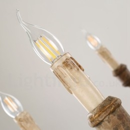 Lustre vintage en bois à 6 lumières