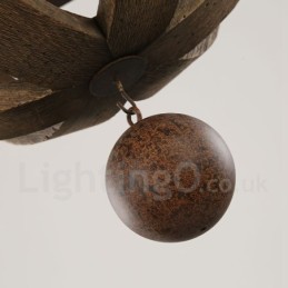 Lustre vintage en bois à 6 lumières