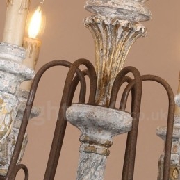 Lustre rustique vintage en bois à 6 lumières, à un seul niveau, pour la lumière