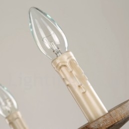 Lustre vintage en bois clair à 6 lumières, à un seul niveau