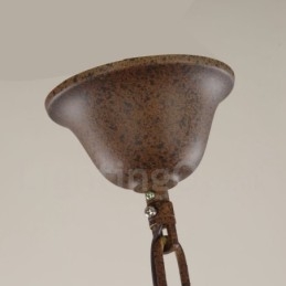 Lustre vintage en bois clair à 6 lumières, à un seul niveau