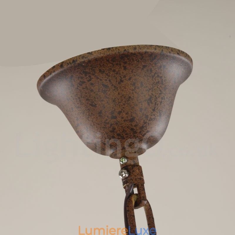 Lustre vintage en bois clair à 6 lumières, à un seul niveau