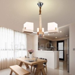 Lustre contemporain moderne en bois à 3 niveaux