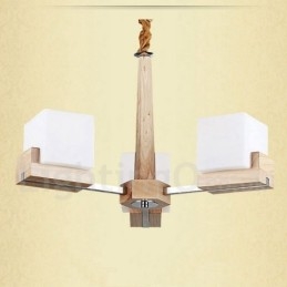 Lustre contemporain moderne en bois à 3 niveaux