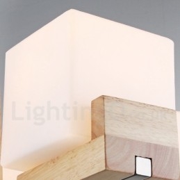 Lustre contemporain moderne en bois à 5 lumières à un seul niveau