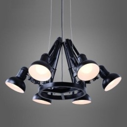 Lustre contemporain moderne à 6 lumières à un seul niveau