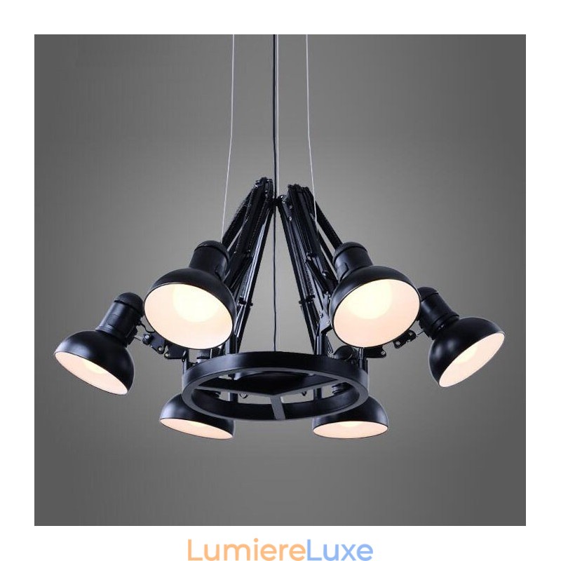 Lustre contemporain moderne à 6 lumières à un seul niveau