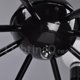 Lustre noir rétro vintage en métal à 8 lumières à un seul niveau