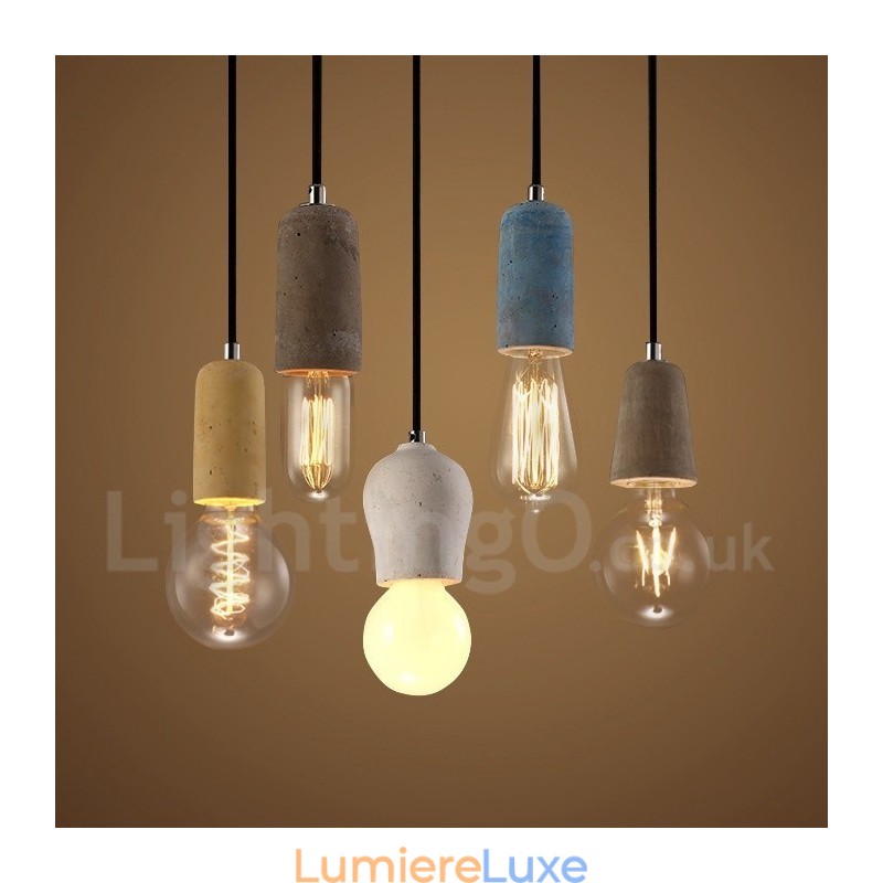Suspension rustique en béton à 1 lumière