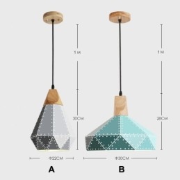 Suspension en métal moderne et contemporaine à 1 lumière en bois