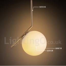Suspension contemporaine moderne à 1 lumière avec abat-jour en verre