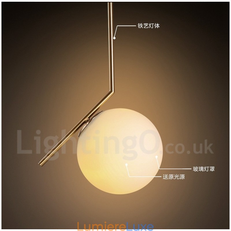 Suspension contemporaine moderne à 1 lumière avec abat-jour en verre