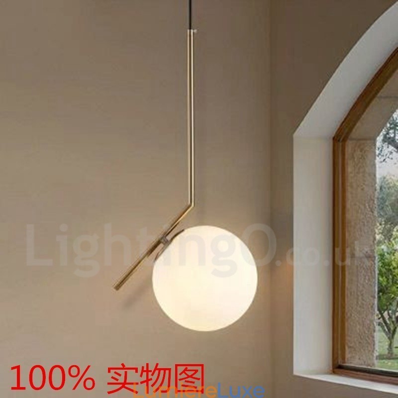 Suspension contemporaine moderne à 1 lumière avec abat-jour en verre
