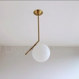 Suspension contemporaine moderne à 1 lumière avec abat-jour en verre