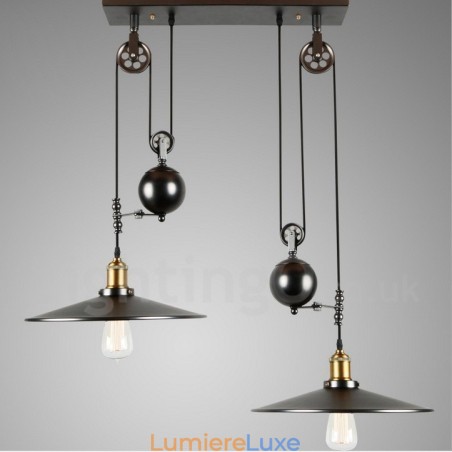 Suspension vintage en métal à 2 lumières de style country Suspension vintage en métal à 2 lumières de style country