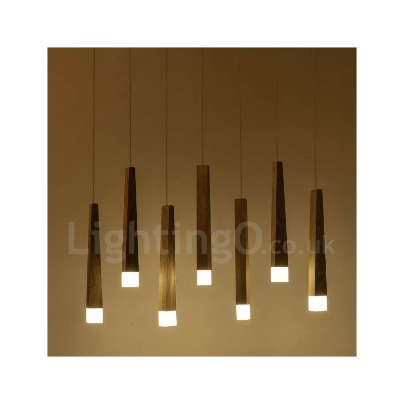 Suspension en bois moderne et contemporaine à 1 lumière