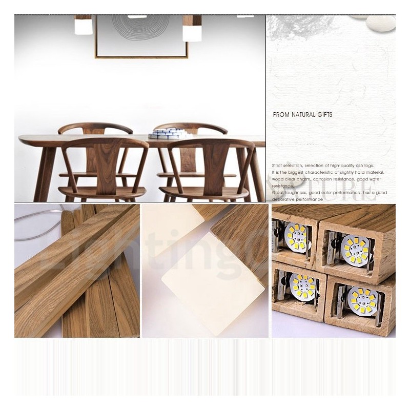Suspension en bois moderne et contemporaine à 1 lumière