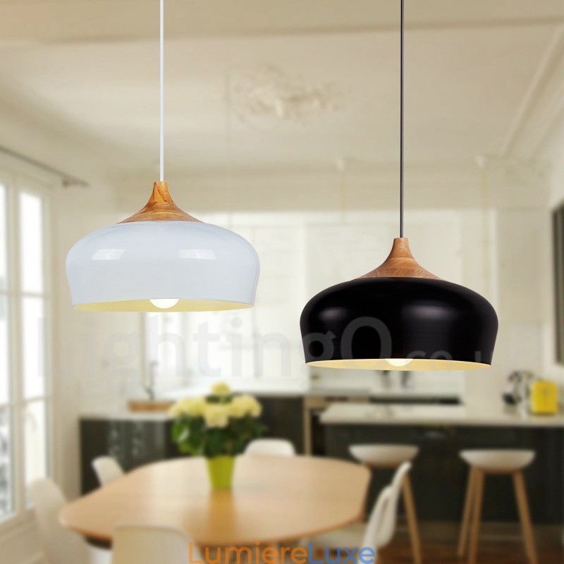 Suspension en bois moderne et contemporaine à 1 lumière