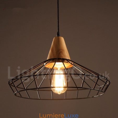 Suspension vintage en métal et bois Suspension vintage en métal et bois