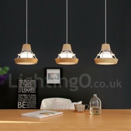 Suspension en métal et bois pour salle à manger