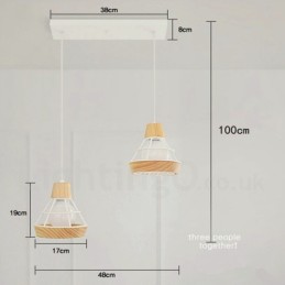 Suspension en métal et bois pour salle à manger