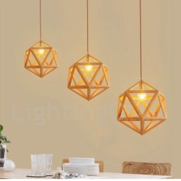 Suspension contemporaine moderne en bois à 1 lumière