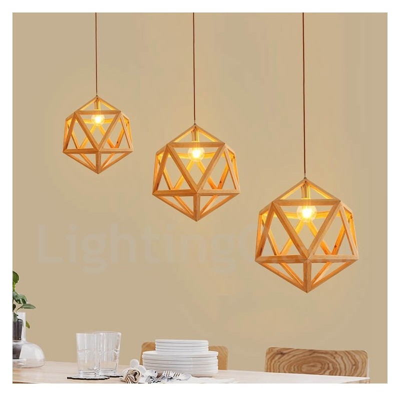 Suspension contemporaine moderne en bois à 1 lumière