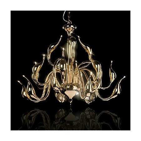 Lustre moderne 18 lumières G4 plaqué or Lustre moderne 18 lumières G4 plaqué or
