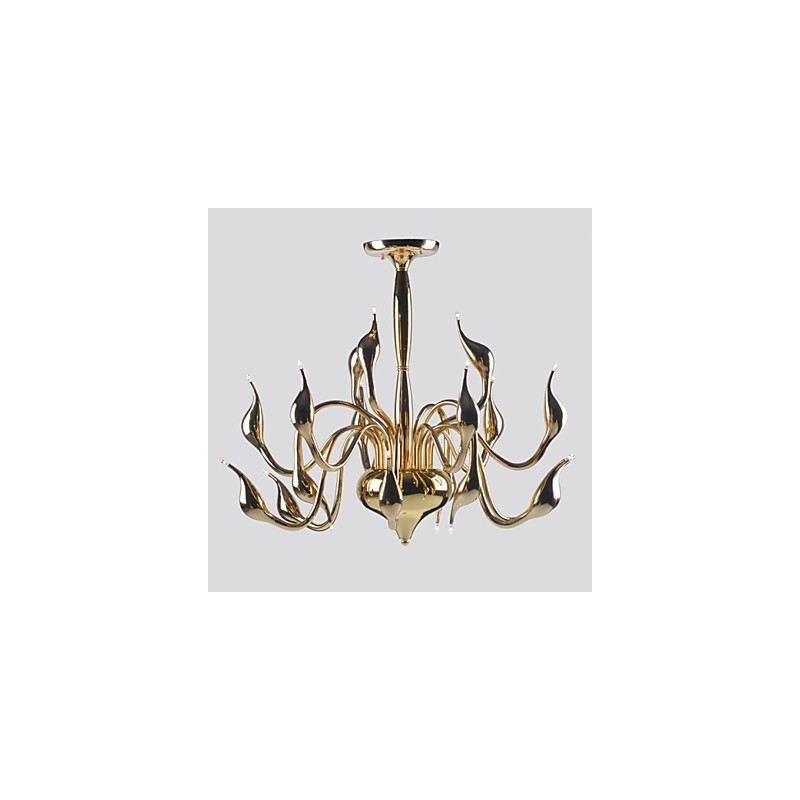 Lustre moderne 18 lumières G4 plaqué or