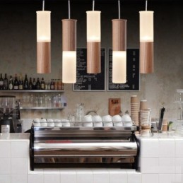 Suspension en bois moderne et contemporaine à 5 lumières