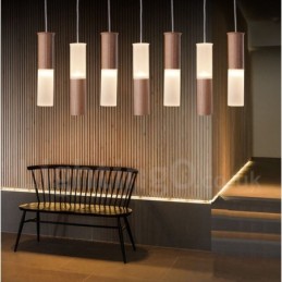 Suspension moderne et contemporaine en bois à 7 lumières