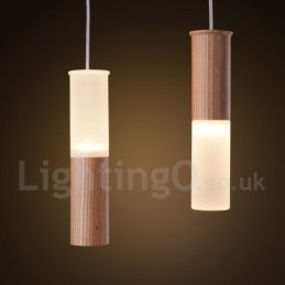 Suspension moderne et contemporaine en bois à 7 lumières